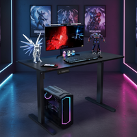 Décoration de salle de jeu, table de jeu de bureau réglable en hauteur électriquement avec LED
