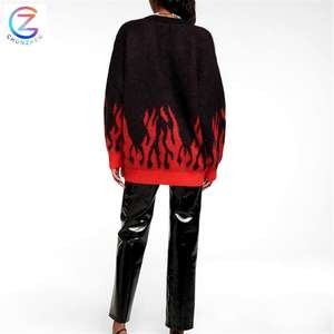 Maglia personalizzata <span class=keywords><strong>Cardigan</strong></span> in misto Jacquard Mohair in maglia nera <span class=keywords><strong>oversize</strong></span> inverno maglione spesso da donna - Product Image 5