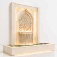Fontaine murale en pierre naturelle Salsabil Royal, élément aquatique architectural islamique du Moyen-Orient pour cour et hôtel de luxe