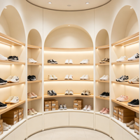 Vitrine de luxe pour sacs à main en bois massif avec étagères éclairées par LED pour boutique de sacs et de chaussures, vitrine de magasin