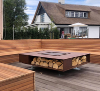 Table de feu personnalisée en acier Corten, foyer extérieur à bois pour terrasse et divertissements