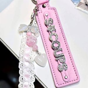 8mm DIY Idol Name <b>Leather</b> <b>Keychains</b> with Rhinestones for Customized Accessories - Product Image 2