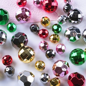 Manik-manik Akrilik Berlapis Elektro 16mm 100pcs/kantong, Lubang 2.5mm, Bentuk Facet, untuk Aksesoris DIY Gelang, Ponsel, Natal - Product Image 1