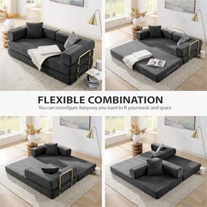 Boneless Floor <strong>Sofa</strong> Couch Multi Purpose Fixed Shape Frame Upholstered <strong>Sleeper</strong> With High Density Sponge - Product Image 3