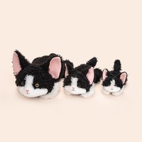 Peluche chat noir et blanc, jouet en peluche doux, poupée en fourrure bouclée, cadeau d'anniversaire, cadeau de fête