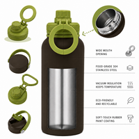 Bouteille d'eau isotherme à large ouverture avec anneau magnétique pour téléphone, en acier inoxydable, bouteille de sport, logo personnalisé pour la salle de sport, les voyages, cadeau