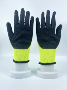 Guantes de Trabajo Recubiertos de Goma Texturizada Amarillo Fluorescente, Antideslizantes, Duraderos, de Alta Visibilidad, Guantes de Seguridad para Trabajo - Product Image 1