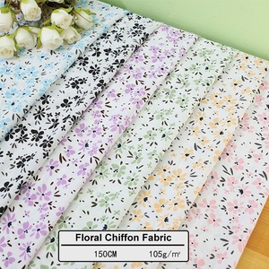 Tela de gasa con estampado Floral para vestido, tela <span class=keywords><strong>100</strong></span>% poliéster con flor pequeña RTS para vestido de verano - Product Image 3