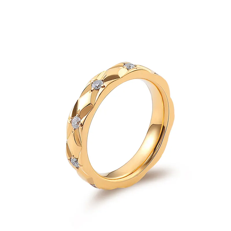 Pita Pernikahan Desain Fashion untuk Pria, Pita Lebar 3.4Mm Berlian Kuning Emas Mengkilap Moissanite 18Karat Warna Polos untuk Pria