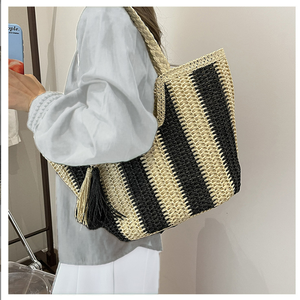 กระเป๋า2025สะพายไหล่สไตล์ใหม่กระเป๋าโท้ทความจุขนาดใหญ่กระเป๋าชายหาดวันหยุดกระเป๋าฟาง - Product Image 1