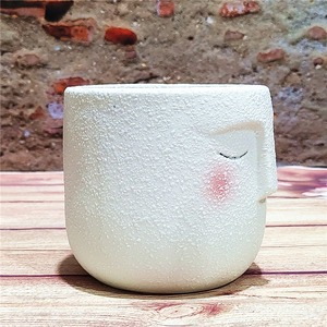 Cartone animato forma del viso smaltata ceramica succulenta pianta verde vaso di fiori per la casa e <span class=keywords><strong>giardino</strong></span> contenitore - Product Image 2