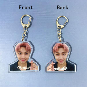 Vente flash Porte-clés coréen Star Key Chain Double face en acrylique Porte-clés Pardent <span class=keywords><strong>Butter</strong></span> <span class=keywords><strong>Jimin</strong></span> Suga Kpop Stars - Product Image 3