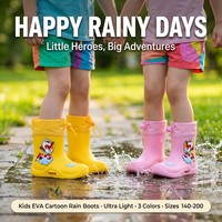 Bottes de pluie pour enfants ultra légères, motif singe de dessin animé, souples, pliables, en EVA, antidérapantes, imperméables, bottes de pluie pour tout-petits, bottes de pluie pour enfants