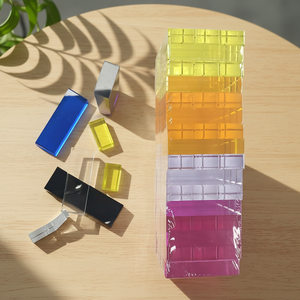 Blocs acryliques transparents arc-en-ciel imprimés, lot de 54 blocs de couleurs, cubes de construction en acrylique pour l'apprentissage sensoriel, jouets de construction - Product Image 5