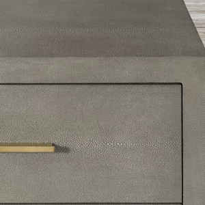 Commode à 9 tiroirs en bois massif et cuir shagreen, style moderne, design français, pour salon, chambre ou entrée - DH1320 - Product Image 4