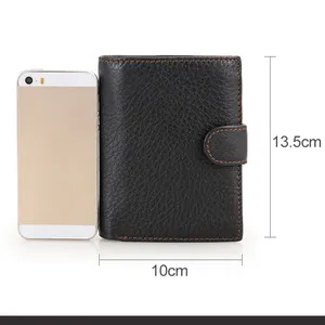 2024 Fashion Men's Genuine Leather Wallet Business Card Holder Man Money Bag Purse Zipper Wallet RFID Anti Theft Male For Men