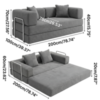 Canapé modulaire en velours côtelé minimaliste, emballé sous vide, avec coussins et canapé deux places rembourré en éponge – Vente chaude