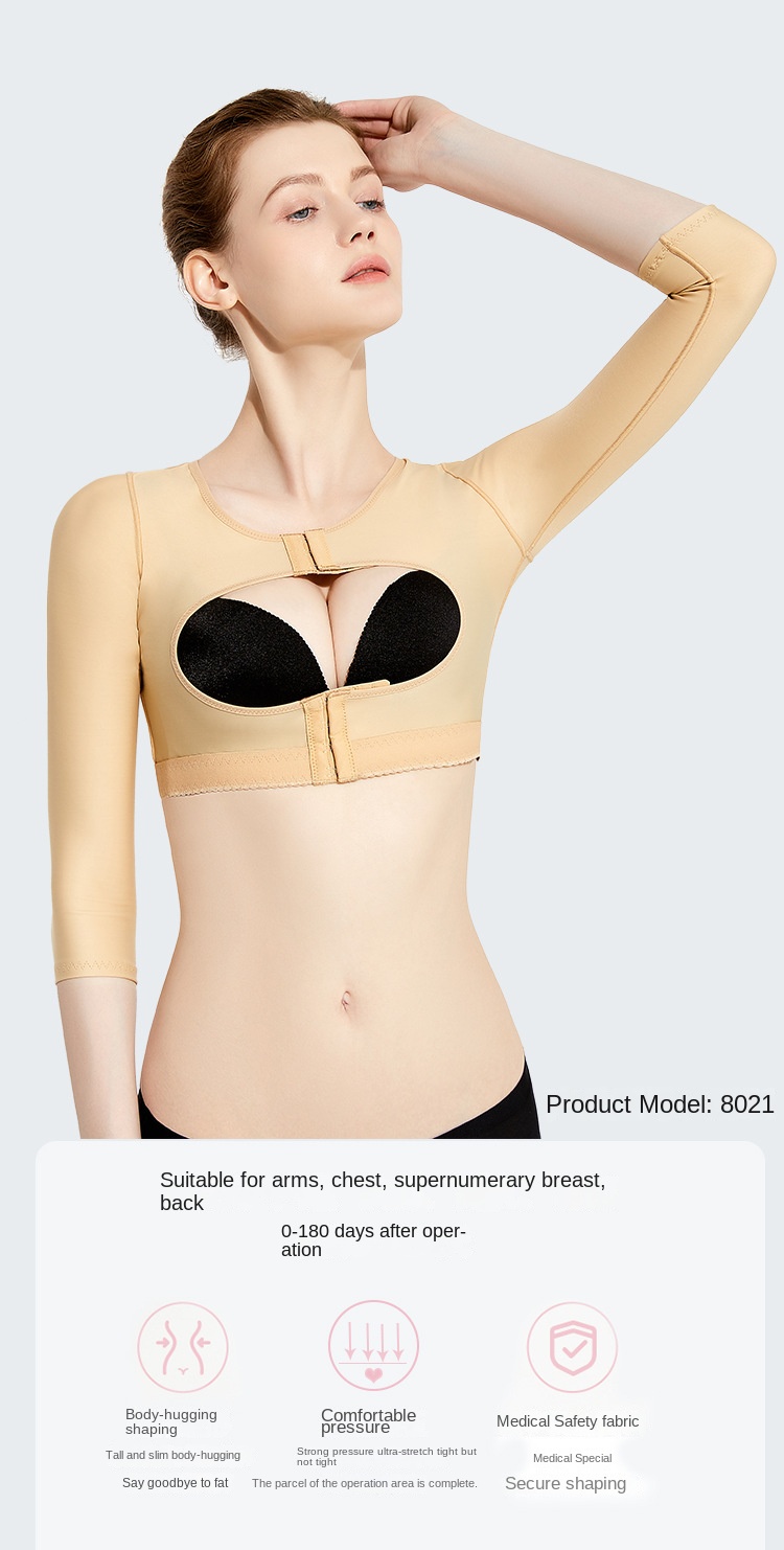 ZOYIAME Post Surgical Garments Arm Liposuction Compression Tops Long Sleeve Open Bust Push Up Breast Women Surgical Vest Shaper