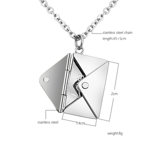 2022 acier inoxydable collier enveloppe médaillon meilleur ami cadeau pendentif caché amour vous Message lien chaîne pour les occasions de fête - Product Image 6
