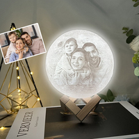 Lampe de Nuit Lune Imprimée en 3D 16 Couleurs, Télécommande Tactile, LED Personnalisée, 10-20CM, Photo/Texte, Personnalisé
