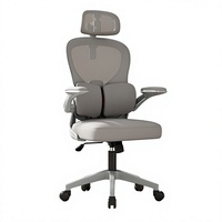 Chaise de bureau ergonomique classique promotionnelle en maille avec support lombaire réglable, appui-tête et base pivotante pour la maison et le bureau