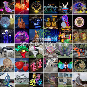 Senzhao Large Custom Outdoor Villa Garden Decoration Metal Flower Sculpture <b>LED</b> Motif <b>Light</b> - Product Image 2