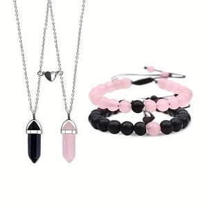 Bracelet d'amitié en alliage de zinc multicolore à perles, style décontracté/sportif, pour yoga, avec aimant pour les amoureux, pour femmes, pour les fêtes, 19,5 cm, Fashion Jiuzun, lot de 2 - Product Image 4