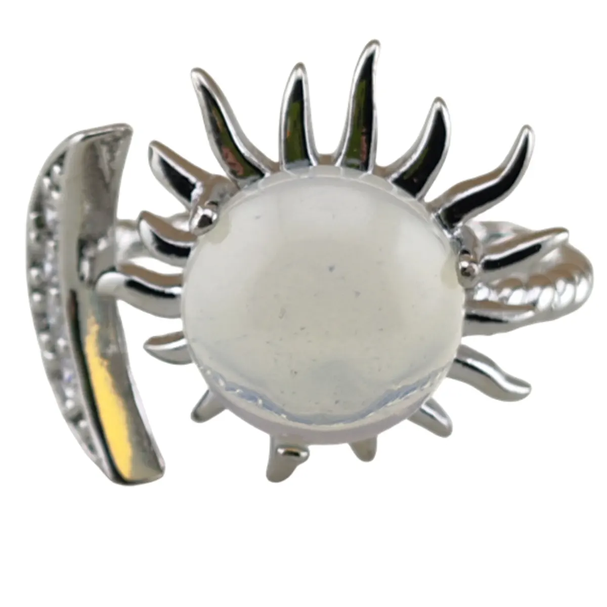 Регулируемые серебряные Светло-Голубые Кольца с опалом Ювелирные изделия для женщин и девушек Бохо счастливый драгоценный камень 10 мм кабошон CZ горный хрусталь кольцо