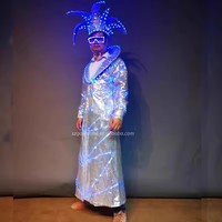 Traje de payaso con luz LED para Night Club KTV Out Wine Bar Performance Halloween Navidad y Diwali Atmosphere Props Costume