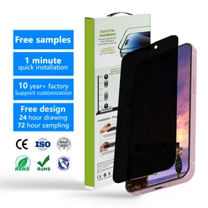 Aurey Protetor de privacidade personalizado de fábrica 2.5D 3D 9H anti-espião protetor de telefone vidro temperado para iphone 15 14 13 12 11 pro max