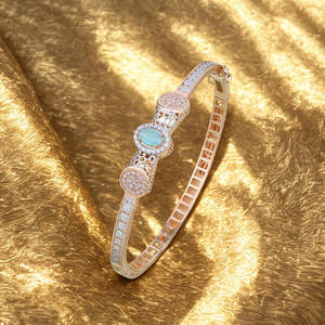 elegant wedding anniversary gift Luxury <b>gold</b> diamond Turquoise gemstone designer bangle <b>bracelet</b> women fine jewelry - Product Image 3