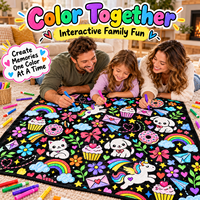 Couverture Magique Chat Chien Motif Cupcake Donut Doux et Coloré avec 24 Marqueurs de Couleur pour Activités Familiales Ludiques