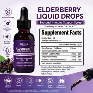 Gouttes liquides de sureau noir OEM fabriquées aux États-Unis, formule immunitaire 3 en 1 avec vitamine C et zinc pour enfants et adultes, certifiées GMP, mélange - Product Image 3