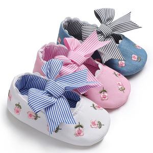 Lovely <b>Baby</b> <b>Girl</b> Toddler <b>Shoes</b> Cotton Sole with EVA Insole Floral Print and Bowknot Cute Style Flat Ballet Dress for Holidays - Product Image 2