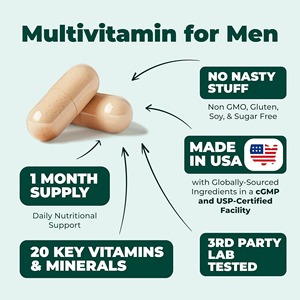 Private Label Multivitamine Capsules voor Mannen, Multivitamine Supplement, Multimineraal Supplement voor Energie, Concentratie en Prestaties - Product Image 6