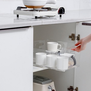 Creative Extension <b>Drawer</b> Track for Food Container Cabinet Rails Side Mount Soft Plastic Close <b>Drawer</b> <b>Slides</b> for Kitchen - Product Image 1