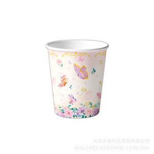 Nouvel ensemble de fournitures de fête papillon rose, vaisselle jetable florale, assiettes, gobelets, décorations d'anniversaire, bannières, style fête - Product Image 5