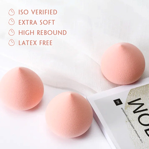 Éponge de maquillage professionnelle 2024 Make Colorful Bun rose/grise, douce, sans latex, hydrophile, type guimauve - Product Image 3