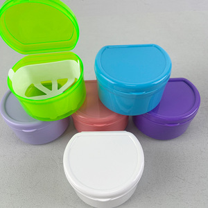 Dental Double Layer Denture <b>Case</b> With Filter Portable Braces Box Full Mouth Orthodontic <b>Retainer</b> <b>Case</b> Plastic Storage Container - Product Image 2