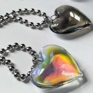 Collar con colgante de aleación de corazón de cristal, cadena de cuentas, accesorio de joyería de moda para el día a día, tema de amor, verano 2022 - Product Image 3