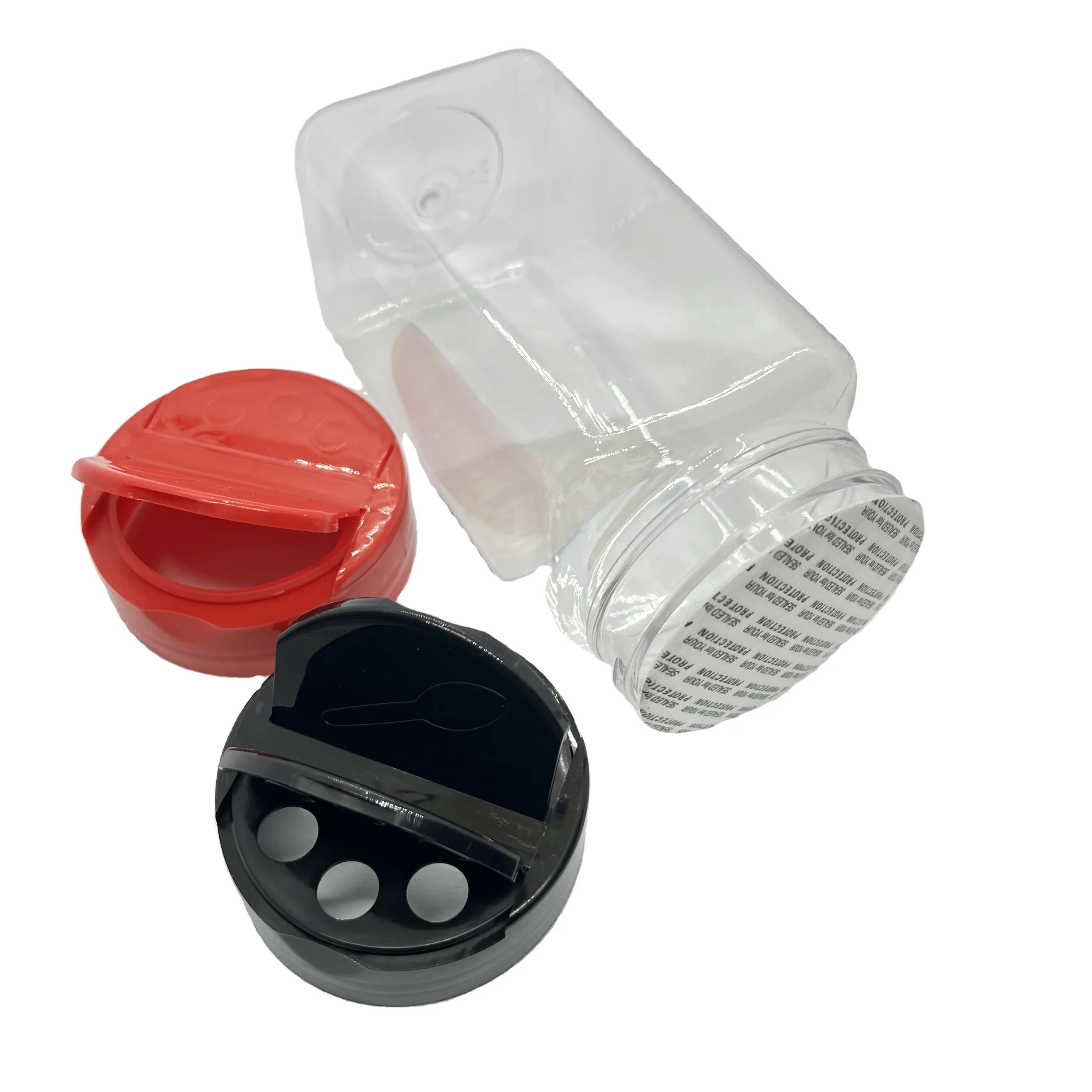 Çin baharat kavanoz üretim düşük maliyetli kare plastik baharat Shaker şişeleri/boş baharat plastik baharat ambalajlı kavanoz