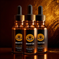 Bouteilles d'huile à barbe noire de luxe avec logo personnalisé, huile à barbe naturelle et biologique, extraits de Fo-Ti, hydratant, OEM pour la croissance et les soins de la barbe