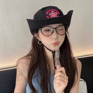 Sombrero tipo pescador estilo coreano con estampado de flores Sanfu, protección solar transpirable blanca para mujer, para senderismo y uso al aire libre - Product Image 5