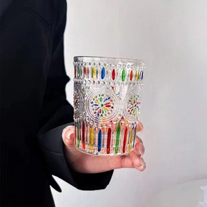 Drinkware vẽ tay cầu vồng hướng dương dập nổi cho nước Sữa nước bia ly cà phê sữa đầy màu sắc tiệc cưới cốc thủy tinh - Product Image 6
