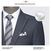 Veste de Costume Professionnelle Haut de Gamme en Laine pour Homme, Simple Boutonnage, Col Cranté, Anti-Plis, Grise