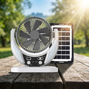 Ventilador Solar Recargable para Exteriores, Color Blanco, Nuevo, Ventilador de Mesa para Exteriores - Product Image 1