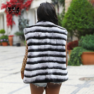 <span class=keywords><strong>Gilet</strong></span> en fourrure de lapin Rex véritable Janefur, veste en fourrure de chinchilla douce, mode unisexe, veste en fourrure de lapin véritable rayée <span class=keywords><strong>noir</strong></span> <span class=keywords><strong>et</strong></span> <span class=keywords><strong>blanc</strong></span> - Product Image 2