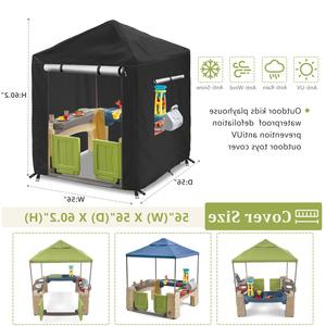 Housse de maisonnette pour enfants en tissu Oxford, 142x142x153cm, protection extérieure imperméable pour les enfants de 3 à 8 ans - Product Image 4