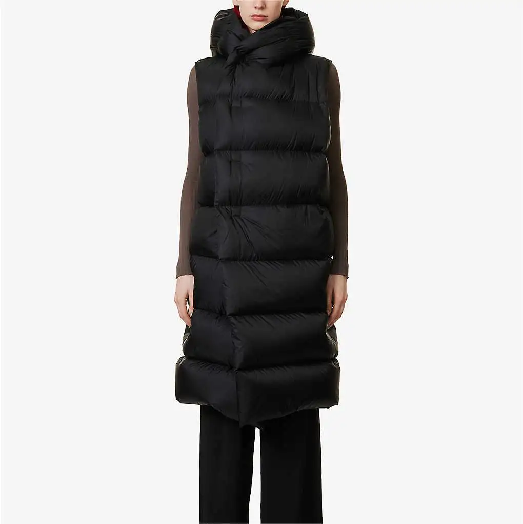 Fashion Custom Winter Waistcoat Woman Long Sleeveless Coats Down Hooded Womens Winter Vest