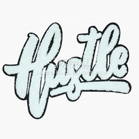 Écusson de broderie personnalisé découpé au laser avec presse à chaud Logo Hustle Écussons de lettres en chenille à repasser et à coudre pour vêtements